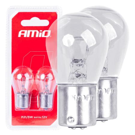 Becuri Halogen - Set 2 becuri cu halogen, soclu P21, 5W, BAY15D, alimentare 12V