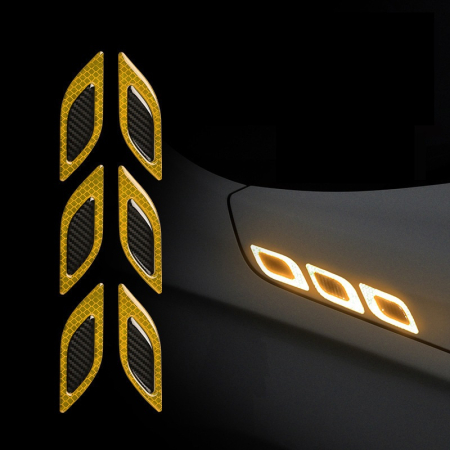 Stickere Auto - Set 2 stickere reflectorizante DIAMOND cu insertie Carbon 5D, culoare Galbena
