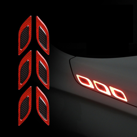 Stickere Auto - Set 2 stickere reflectorizante DIAMOND cu insertie Carbon 5D, culoare Rosie