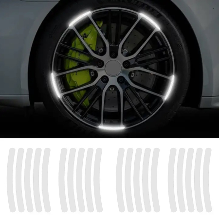 Accesorii Autoturisme - Set 20 bucati Elemente Reflectorizante "Wheel Arch" pentru autoturisme, biciclete, motociclete, atv-uri, scutere, culoare Argintiu