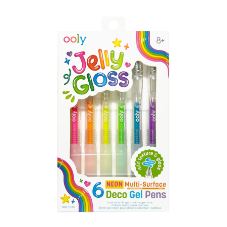 RECHIZITE CREATIVE - Set 6 Pixuri Gel Neon Multisuprafata Jelly Gloss , Culori Vibrante - Ooly - BazaRapid.ro