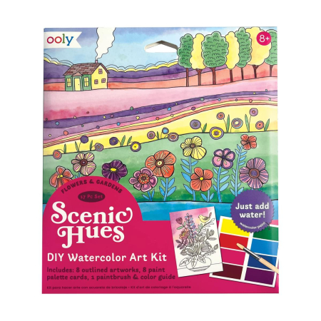 RECHIZITE CREATIVE - Set artistic cu acuarele DIY - Scenic Hues - Flori si gradini - Ooly - BazaRapid.ro