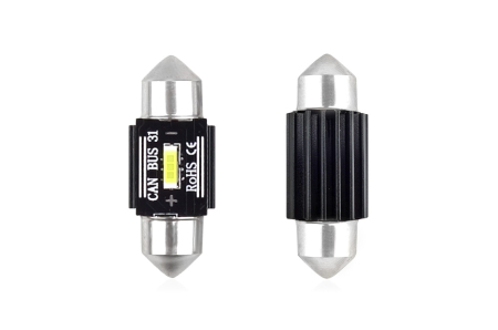 Accesorii Autoturisme - Set becuri auto cu LED CANBUS sofit compatibil C5W 1 SMD 31mm Alb 12/24V, destinat competitiilor auto sau off-road