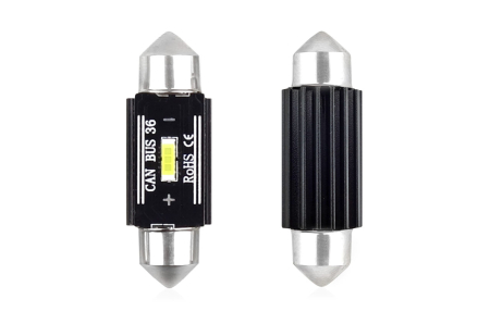Accesorii Autoturisme - Set becuri auto cu LED CANBUS sofit compatibil C5W 1 SMD 36mm Alb 12/24V, destinat competitiilor auto sau off-road