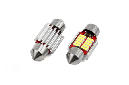 Accesorii Autoturisme - Set becuri auto cu LED CANBUS sofit compatibil C5W 10 SMD 31mm Alb 12/24V, destinat competitiilor auto sau off-road
