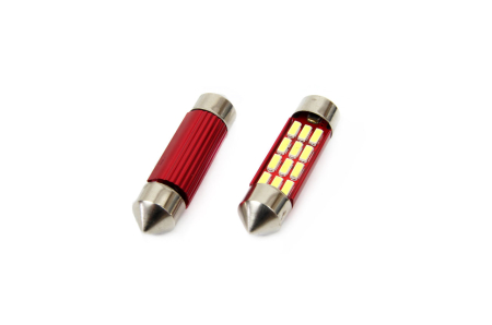 Auto - Moto - Set becuri auto cu LED CANBUS sofit compatibil C5W 12 SMD 39mm Alb 12/24V, destinat competitiilor auto sau off-road