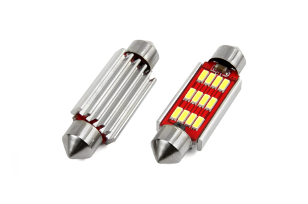 Auto - Moto - Set becuri auto cu LED CANBUS sofit compatibil C5W 12 SMD 4014 41mm Alb 12/24V, destinat competitiilor auto sau off-road