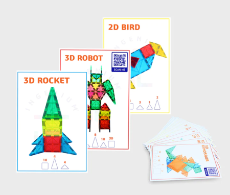Seturi Constructie - Set carduri cu provocari pentru seturile magnetice de constructie - Magblox - BazaRapid.ro