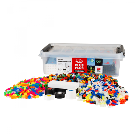 Seturi Constructie - Set constructie educativ Plus-Plus Glow in the Dark, 3000 piese pentru activitati STEM si dezvoltare creativa - Plus Plus - BazaRapid.ro