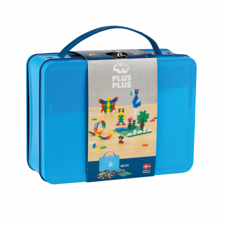 Seturi Constructie - Set constructie Plus-Plus, 600 piese, portabil, in cutie metalica, culori standard - Plus Plus - BazaRapid.ro