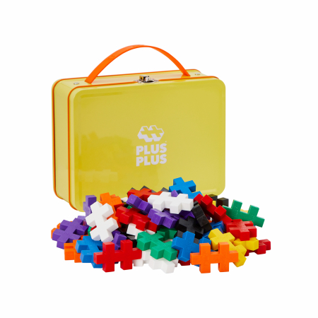 Seturi Constructie - Set constructie Plus-Plus, 70 piese mari, portabil, in cutie metalica, culori standard - Plus Plus - BazaRapid.ro