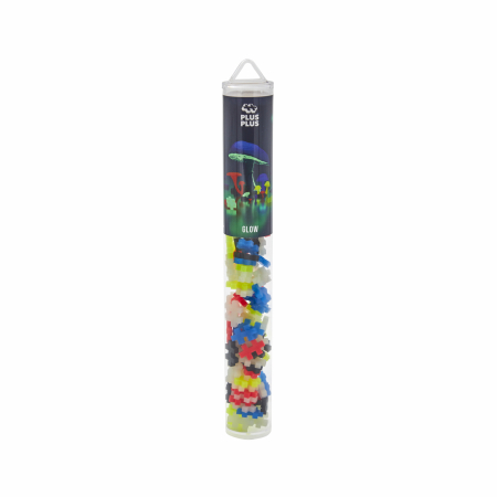 Seturi Constructie - Set constructie Plus-Plus, tub 100 piese, Glow mix, culori fluorescente - Plus Plus - BazaRapid.ro