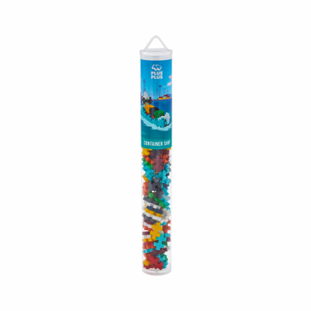 Seturi Constructie - Set constructie Plus-Plus, tub 100 piese, Nava-container - Plus Plus - BazaRapid.ro