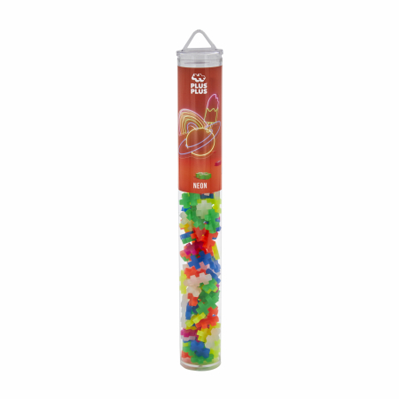 Seturi Constructie - Set constructie Plus-Plus, tub 100 piese, Neon Mix, culori fluorescente - Plus Plus - BazaRapid.ro