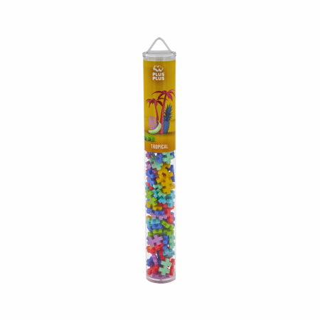 Seturi Constructie - Set constructie Plus-Plus, tub 100 piese, Tropical Mix, culori tropicale - Plus Plus - BazaRapid.ro