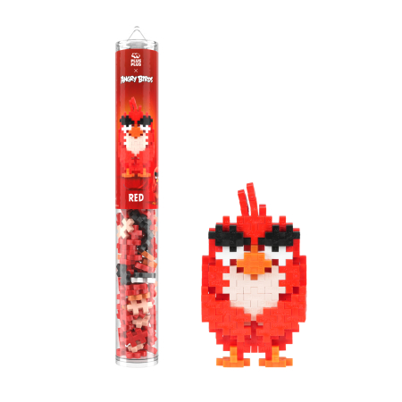 Seturi Constructie - Set constructie Plus-Plus, tub 110 piese, Angry Birds RED - Plus Plus - BazaRapid.ro