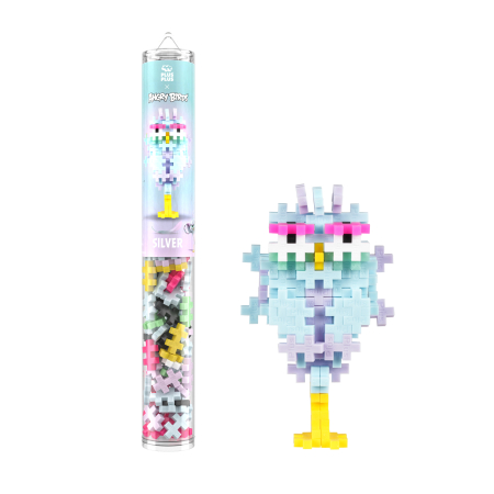 Seturi Constructie - Set constructie Plus-Plus, tub 110 piese, Angry Birds SILVER - Plus Plus - BazaRapid.ro