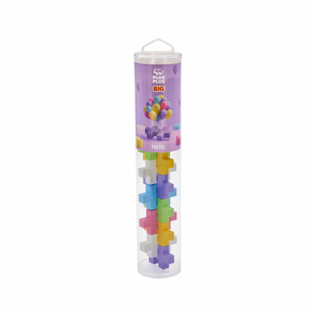 Seturi Constructie - Set constructie Plus-Plus, tub 15 piese mari, culori pastelate - Plus Plus - BazaRapid.ro