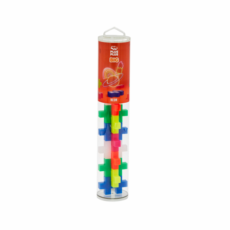 Seturi Constructie - Set constructie Plus-Plus, tub 15 piese mari, Neon, culori fluorescente - Plus Plus - BazaRapid.ro