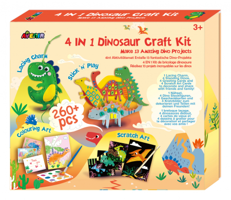 Arts Crafts - Set creativ 4 in 1 - Dinozauri - Avenir - BazaRapid.ro