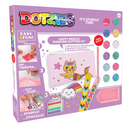 JUCARII - Set creativ 5 in 1, Pisica-Sirena, pictura cu diamante - Diamond Dotz® - BazaRapid.ro
