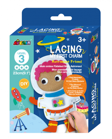 Arts Crafts - Set creativ de cusut cu tehnica siretului - Primul meu Pandantiv Astronaut, nivel 3 - Avenir - BazaRapid.ro