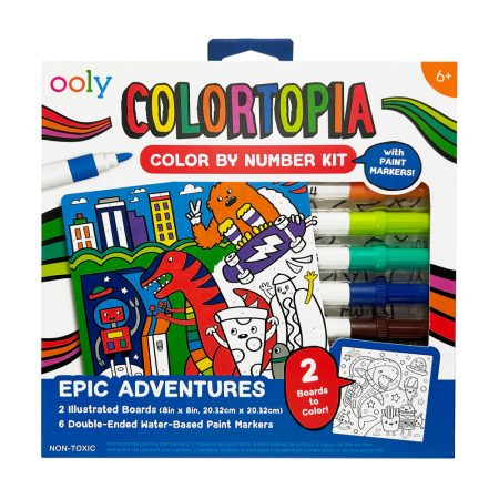 Set creativ de pictura dupa numere cu markere Colortopia - Aventuri Epice (Set de 6 culori duble) - Ooly - BazaRapid.ro