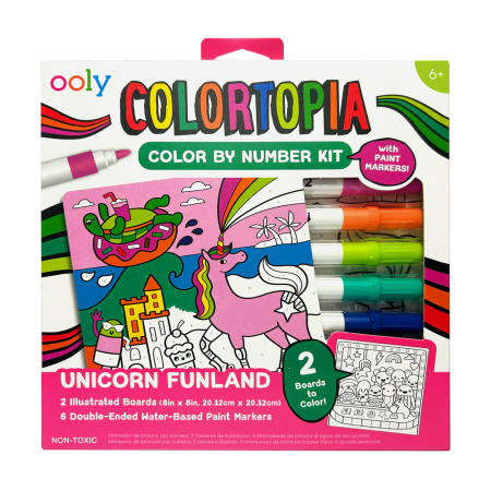 RECHIZITE CREATIVE - Set creativ de pictura dupa numere cu markere Colortopia - Taramul Unicornilor (Set de 6 culori duble) - Ooly - BazaRapid.ro