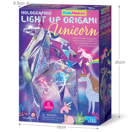 Arts Crafts - Set creativ - Origami holografic Unicorn cu iluminare - 4M - BazaRapid.ro
