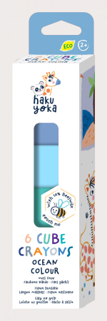 Arts Crafts - Set de 6 creioane cerate in forma de cub, Haku Yoka - culori ocean - Avenir - BazaRapid.ro