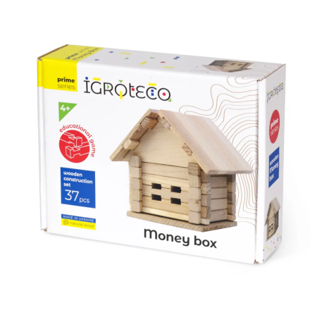 Jucarii din lemn - Set de constructie din lemn , zPuE culita, 37 piese - Igroteco - BazaRapid.ro