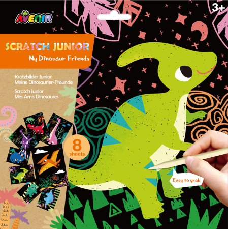 Arts Crafts - Set de razuit Scratch Junior - Prietenii mei dinozauri - Avenir - BazaRapid.ro