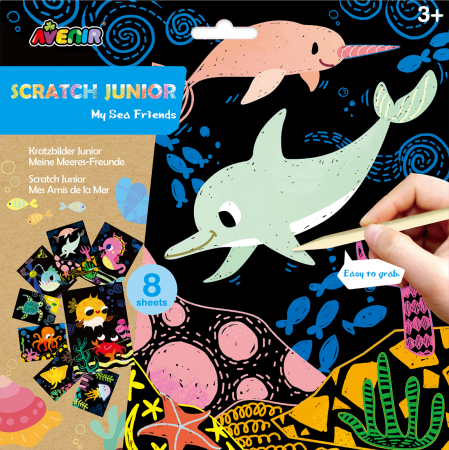 Arts Crafts - Set de razuit Scratch Junior - Prietenii mei marini - Avenir - BazaRapid.ro