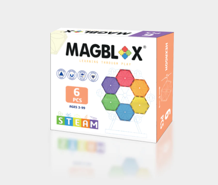 Seturi Constructie - Set magnetic Magblox - 6 piese magnetice hexagon pentru constructie - Magblox - BazaRapid.ro