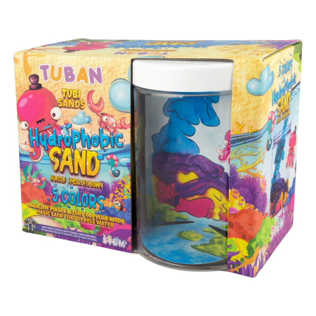 Slime si Jucarii Senzoriale - Set Nisip Hidrofob - 5 culori si acvariu - Tuban - BazaRapid.ro