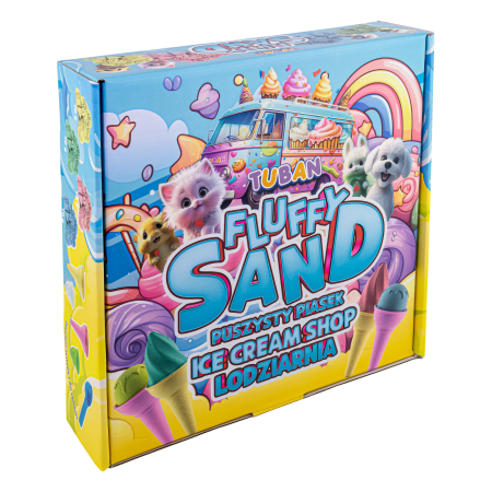 Slime si Jucarii Senzoriale - Set Nisip pufos 4 culori cu accesorii - Inghetata - Tuban - BazaRapid.ro
