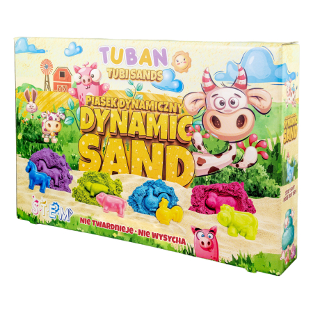 Slime si Jucarii Senzoriale - Set Nisip senzorial modelabil 4 culori cu accesorii - Ferma - Tuban - BazaRapid.ro