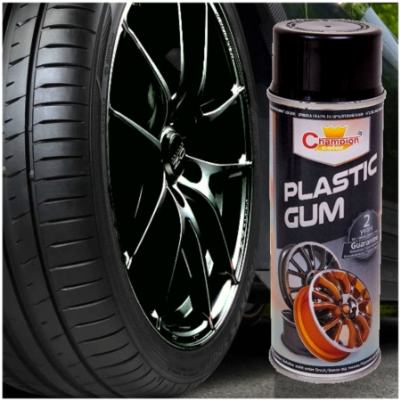 Auto - Moto - Spray Vopsea Cauciucata pentru Jante, culoare Neagra, 400ml, Champion Color