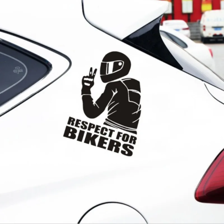Stickere Auto - Sticker autoadeziv pentru vehicule Off Road, model "Respect For Bikers", dimensiune 17 x 12 cm, culoare Neagra