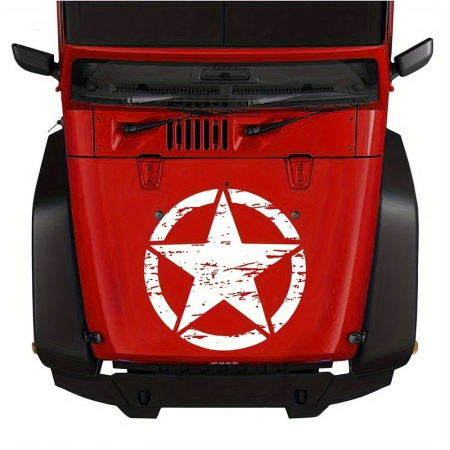 Stickere Auto - Sticker autoadeziv pentru vehicule Off Road, model "Rusted Army Star", dimensiune 50 x 50 cm, culoare Alba