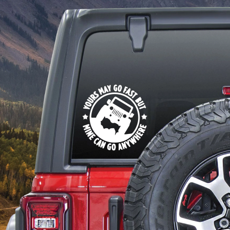 Stickere Auto - Sticker autoadeziv pentru vehicule Off Road, model "You Can Go Fast", dimensiune 30 x 30 cm, culoare Alba