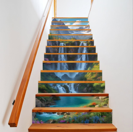Stickere si Printuri - Sticker decorativ pentru scari interioare, print autoadeziv de inalta rezolutie, dimensine 200 x 124 cm, cod: AVX-STAIRS-13