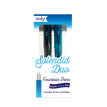 RECHIZITE CREATIVE - Stilouri Splendid Duo - set de 2 stilouri cu 4 rezerve de cerneala albastra si neagra - Ooly - BazaRapid.ro