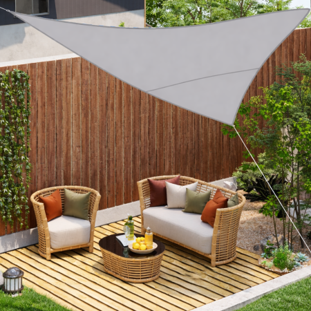Accesorii Gradina - Umbrar de gradina triunghiular, impermeabil, culoare Gri, dimensiune 3 x 3 x 3 m