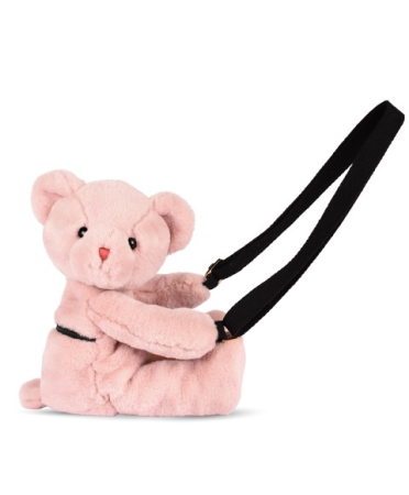 Jucarii Bebelusi si Plus - Ursulet din plus - geanta crossbody adorabila, 30 cm, Roz pudra - Doudou et Compagnie - BazaRapid.ro