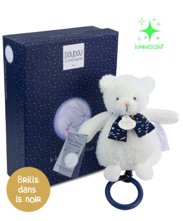 Jucarii Bebelusi si Plus - Ursulet muzical Doudou CLAIR DE LUNE, 17 cm - Doudou et Compagnie - BazaRapid.ro