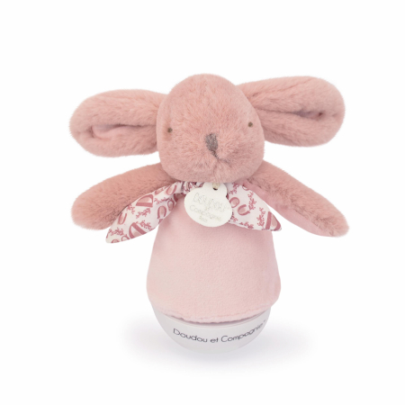 Jucarii Bebelusi si Plus - Veioza muzicala iepuras pufos, 16 cm, roz - Doudou et Compagnie - BazaRapid.ro