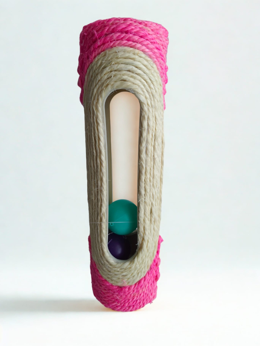 Jucărie pentru pisici, tub din sisal cu 3 mingi, 29 cm [2]