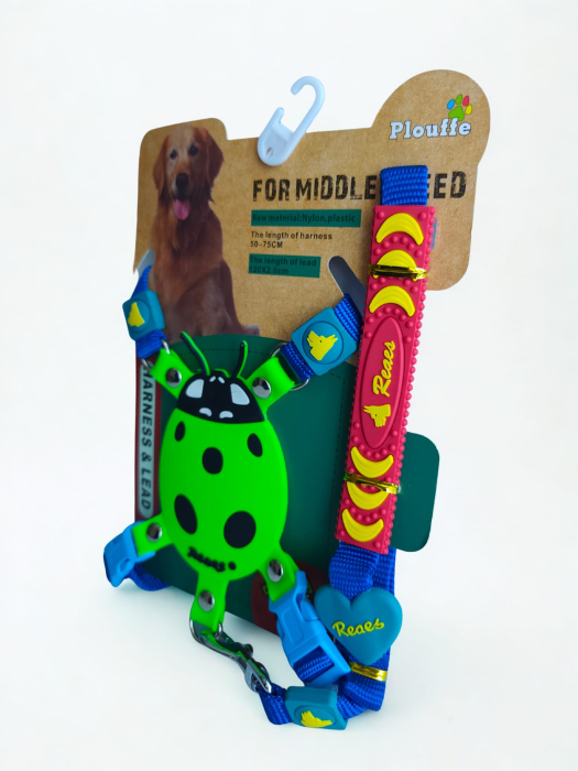 Set lesă și ham pentru câini, talie medie, model decorativ [3]