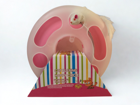 Joacă - Jucărie interactivă pentru pisici, cu minge și șoricel, 23 cm